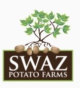 The Swaz Potato Farms logo features potatoes, a plant, and text.