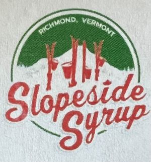 graphic: The Slopeside Syrup logo features a mountain scene with skis and the text 'Richmond, Vermont'.