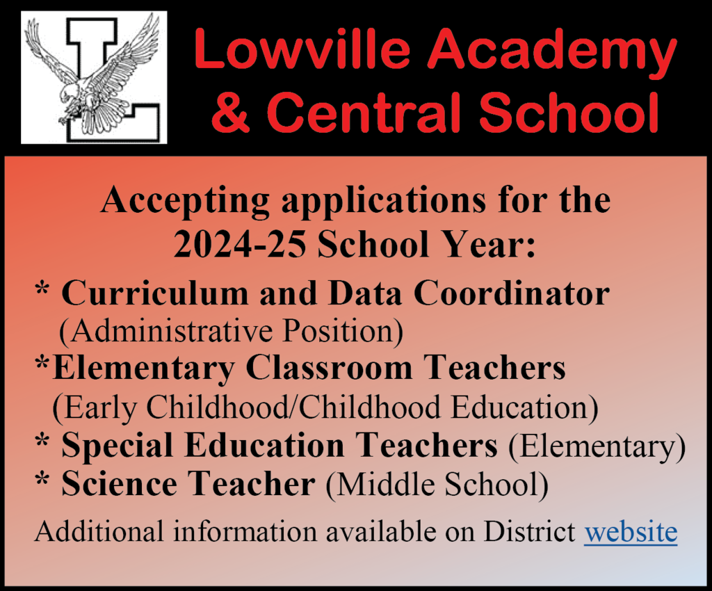 Accepting Applications at Lowville Academy for the 2024-2025 school year
