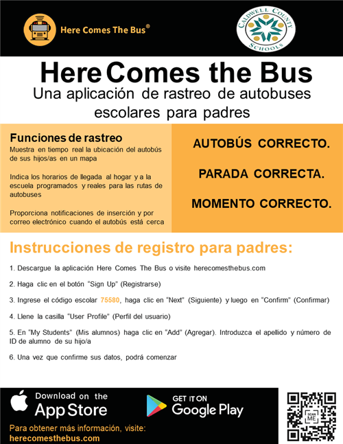 Here comes the bus information in Spanish