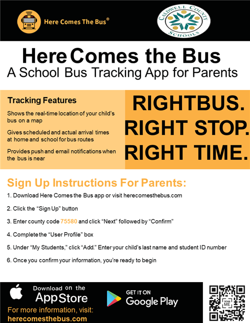 Here comes the bus information in English