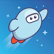 The icon for Sora is a cute blue cartoon character with red feet flies through a starry night sky.