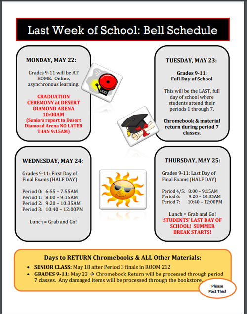 Last Week of School Bell Schedule 