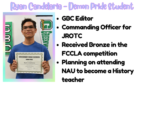 Ryan Candelaria Demon Pride Student