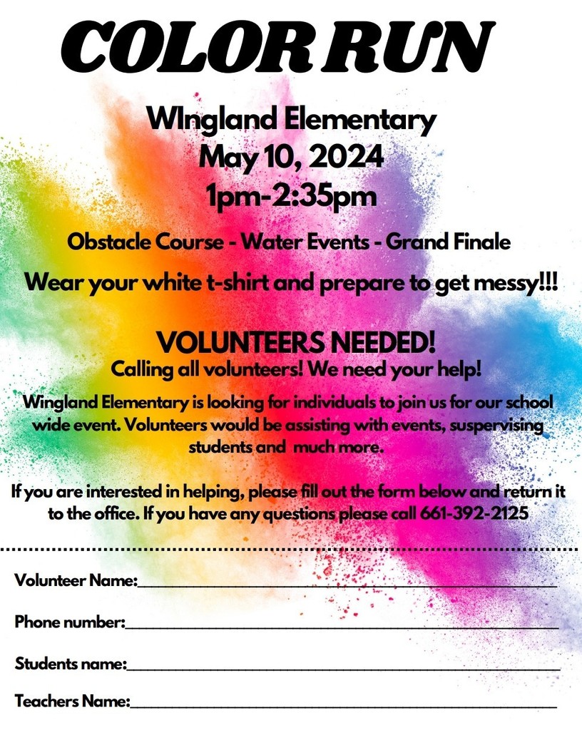 Color Run Wingland Elementary volunteer form