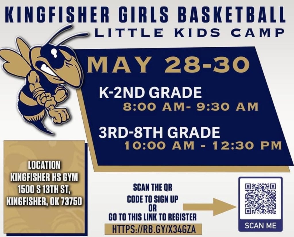 A poster for a basketball camp for kids in grades K-8.