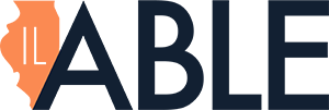 Logo featuring an orange Illinois state outline next to the dark blue text 'ABLE'.