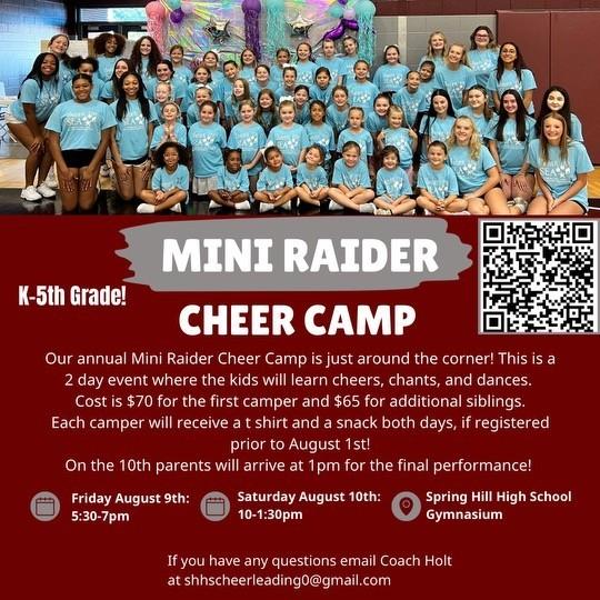 A flyer for a cheerleading camp for kids in grades K-5.