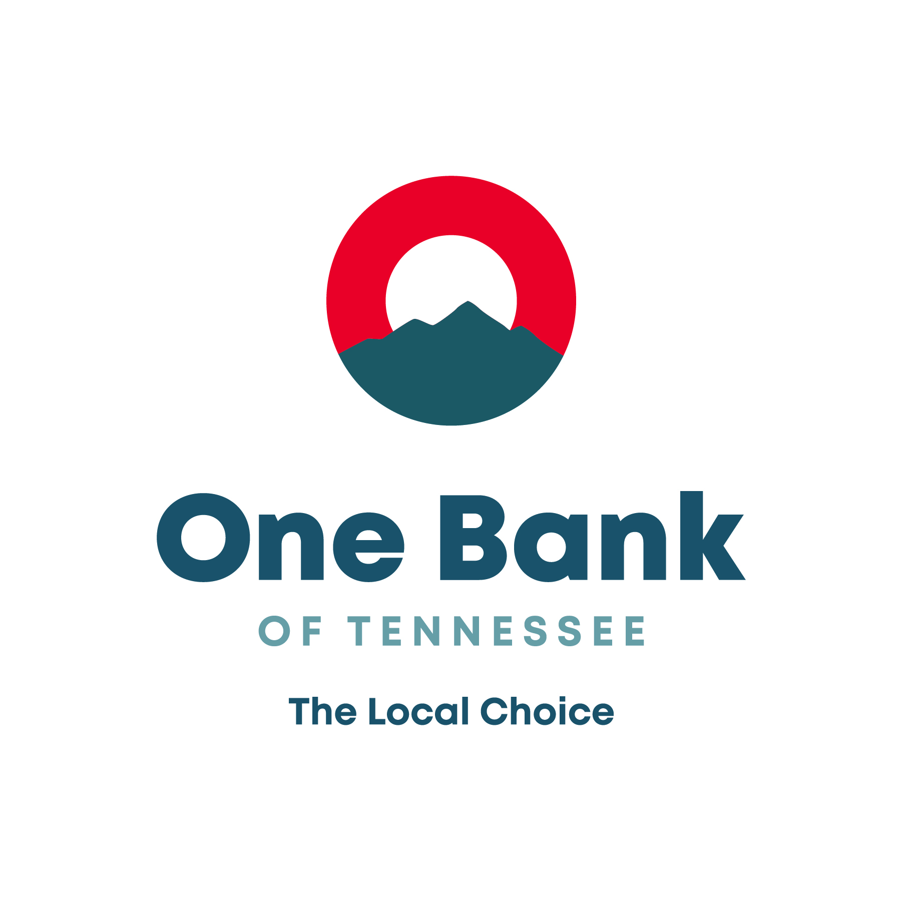 The logo for One Bank of Tennessee, featuring a red circle with a mountain silhouette and the tagline 'The Local Choice'.
