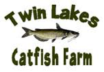 Logo for Twin Lakes Catfish Farm, featuring a catfish illustration.