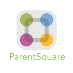 The ParentSquare logo features a square outline with four colored circles at its corners: green, blue, purple, and yellow.