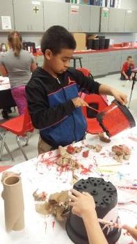 Every student had the chance to paint their own flower pot.