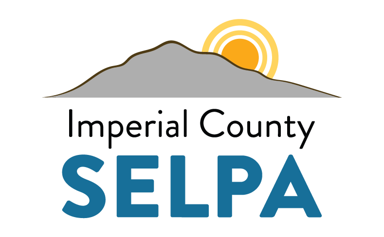 Logo for Imperial County SELPA featuring a sun rising over a mountain.