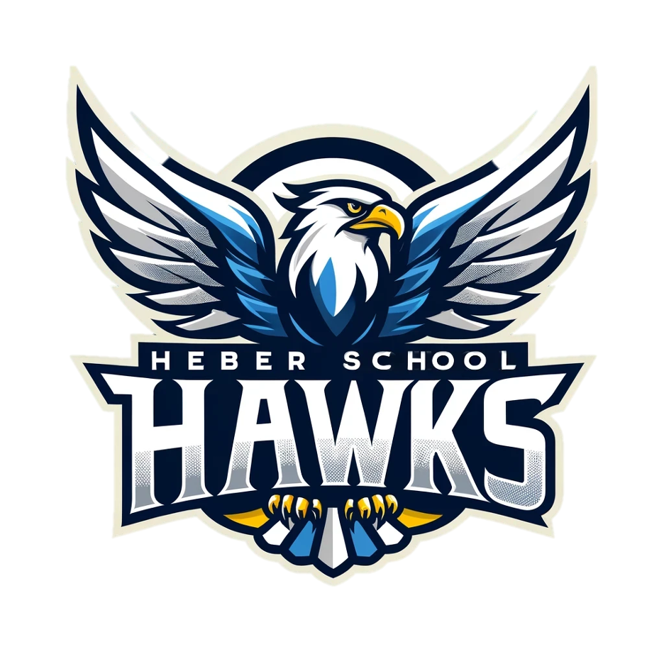The Heber School Hawks logo features a stylized eagle with outstretched wings.