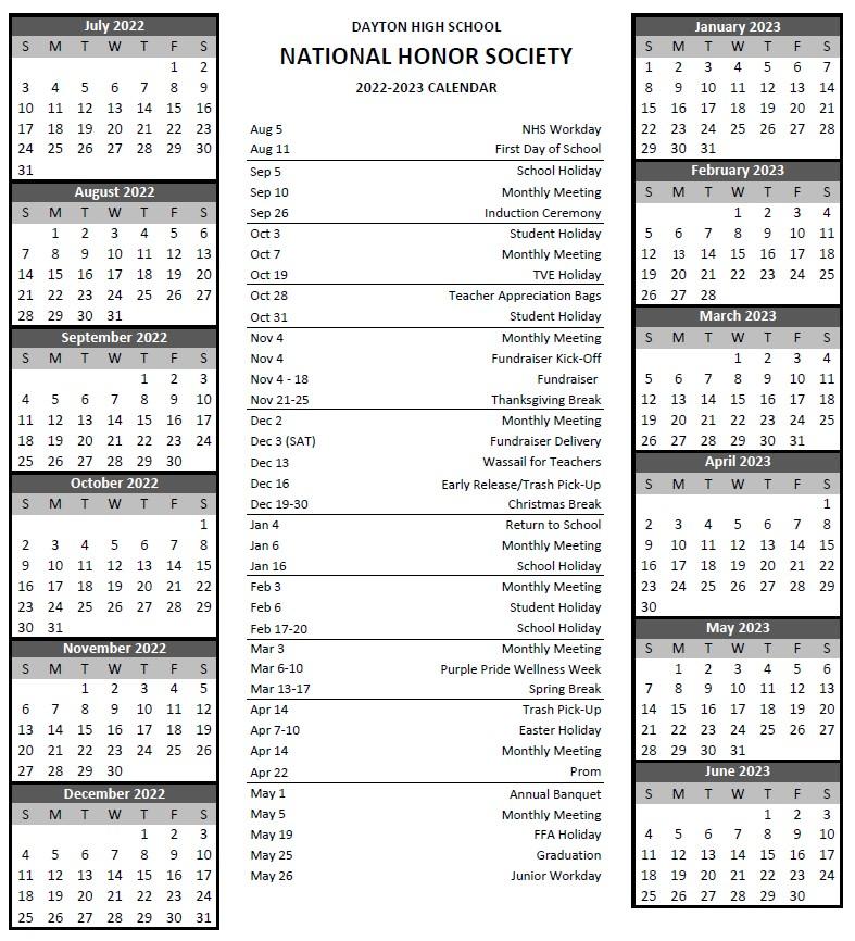 Dayton High School - Calendar of Events Dayton High School - Calendar of Events