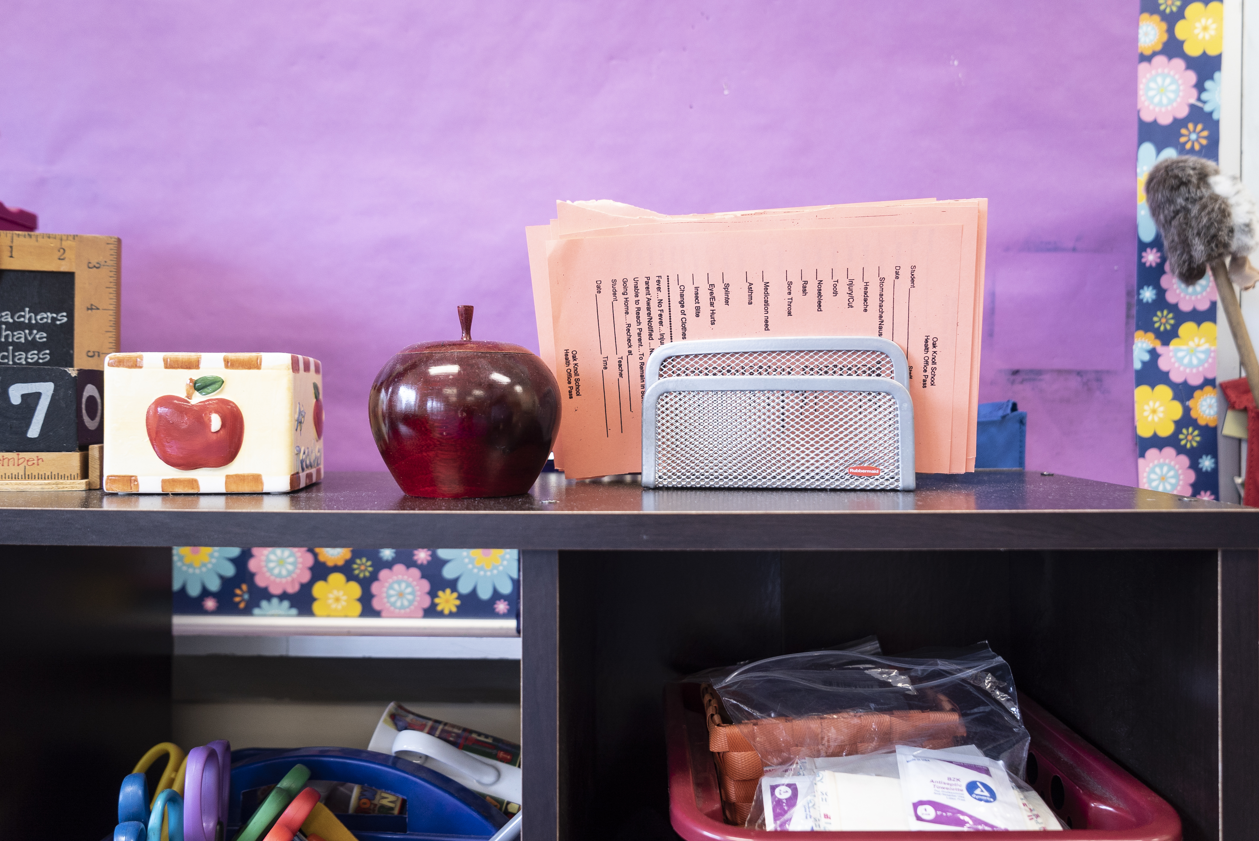 colorful school room with objects and supplies