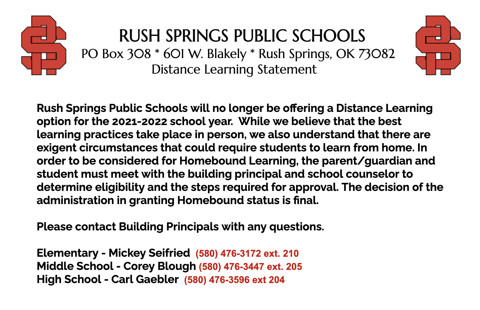 Rush Springs Public Schools District Homepage