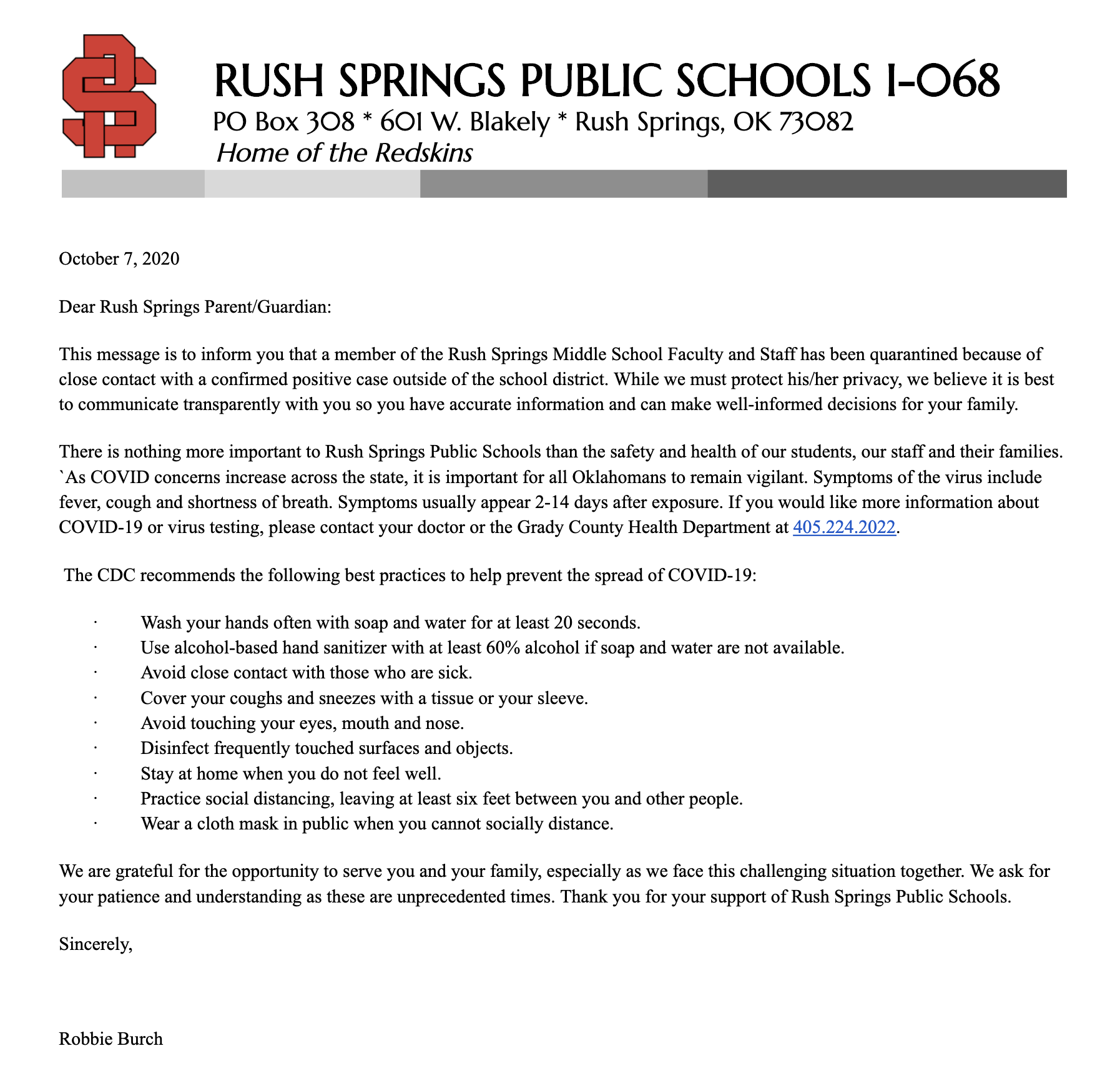 Rush Springs Public Schools District Homepage