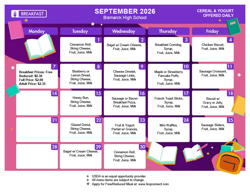 September 2024 calendar for a school, featuring events and activities.