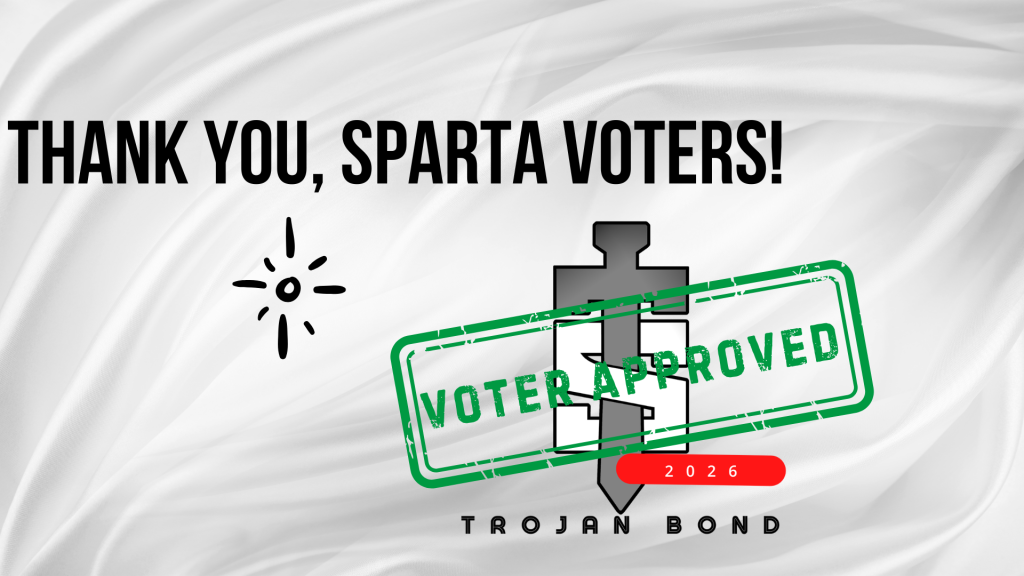 Text reads 'Thank You, Sparta Voters!' with a 'Voter Approved' stamp.