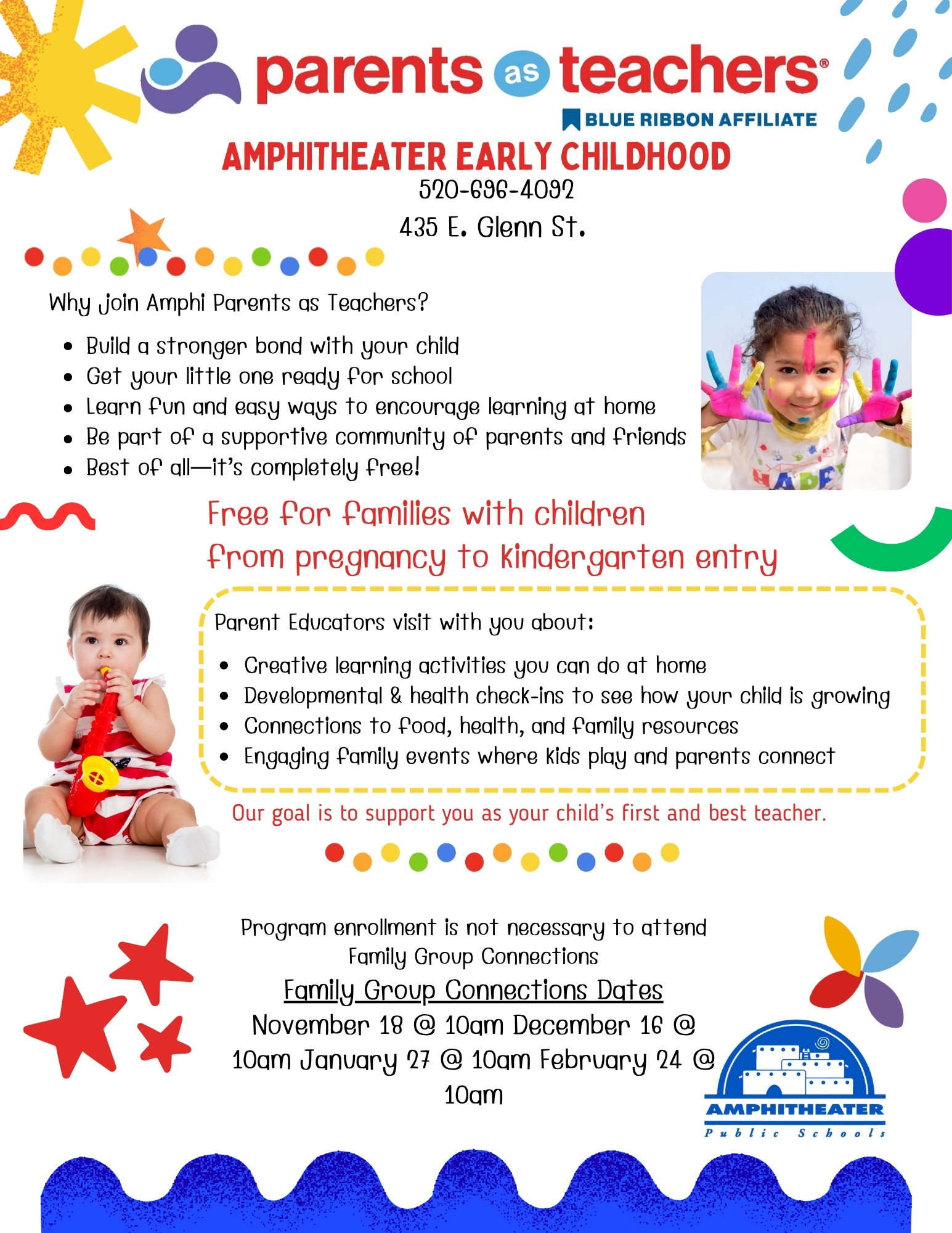 A colorful flyer promoting 'Parents & Teachers' early childhood programs.
