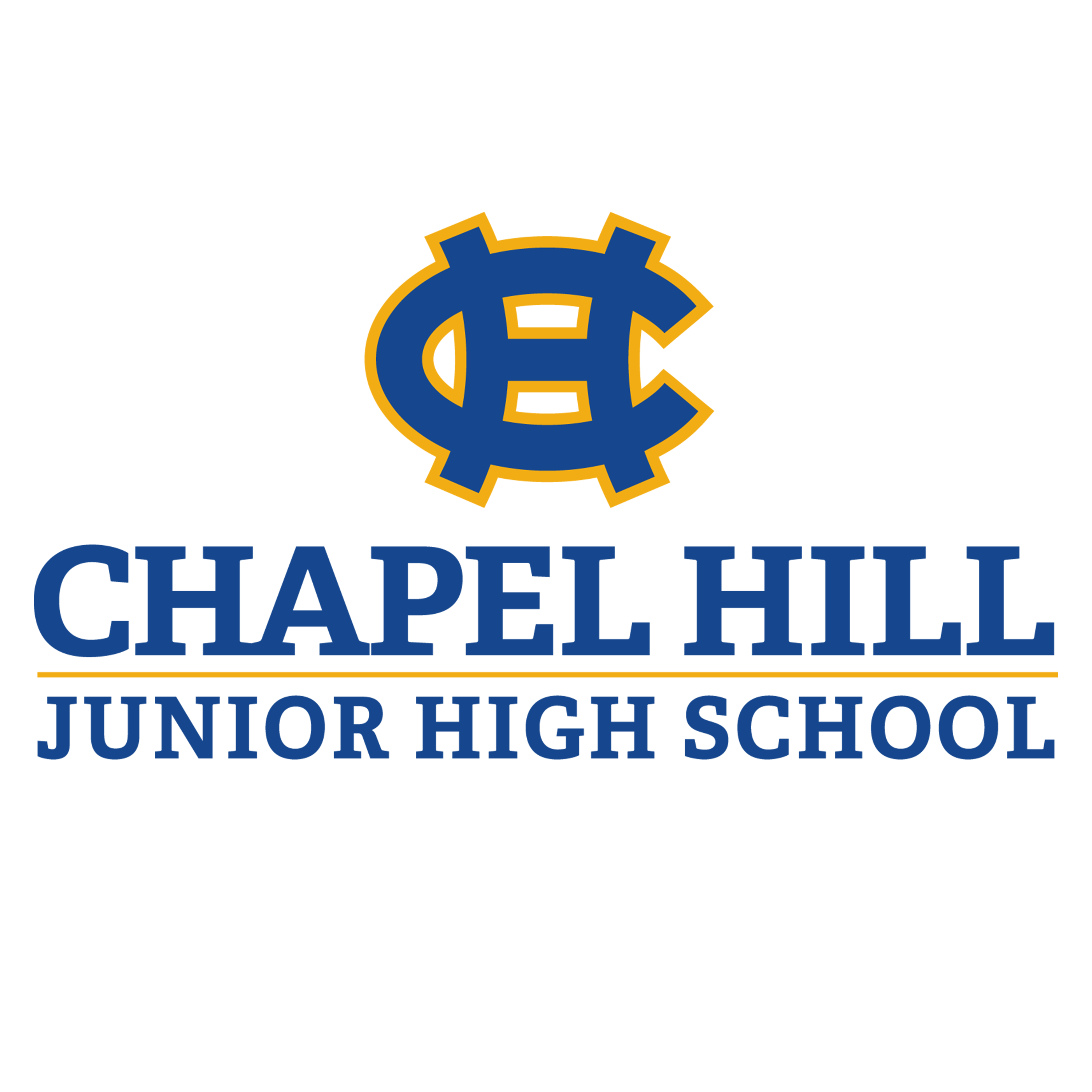 The Chapel Hill Junior High School logo features a blue and gold design.