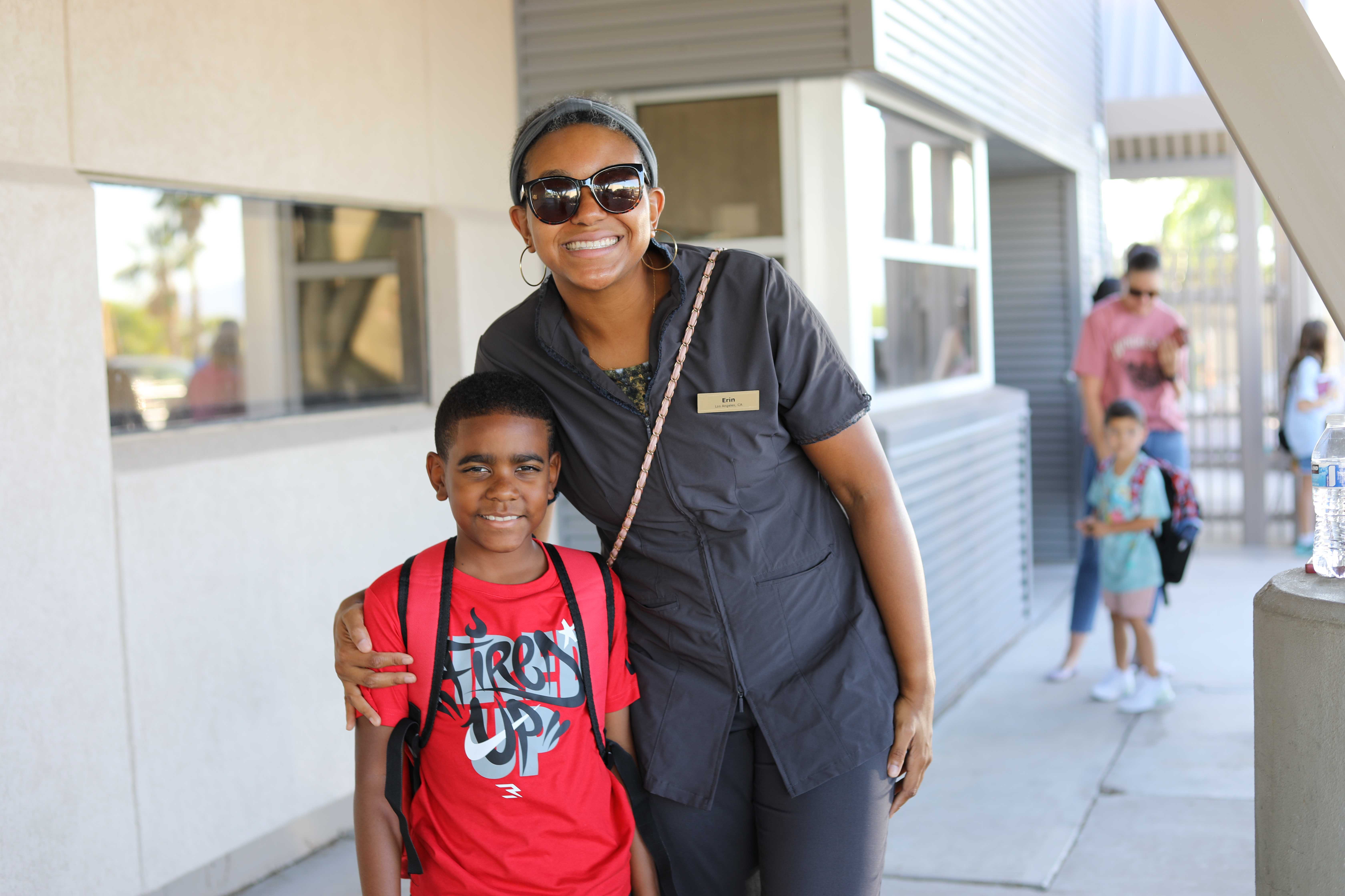 Mom and a son in front of Canyon View