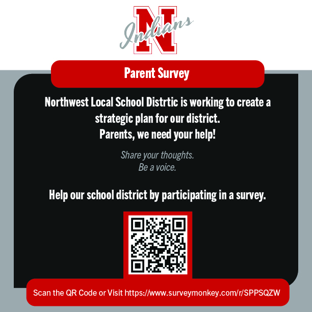 A graphic promoting a parent survey for Northwest Local School District.
