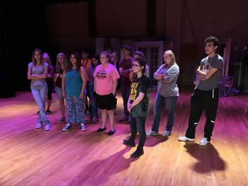 OAP cast and crew at practice.
