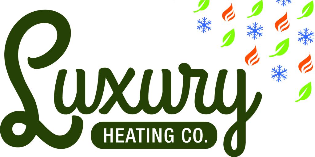 The Luxury Heating Co. logo features stylized text and seasonal icons.