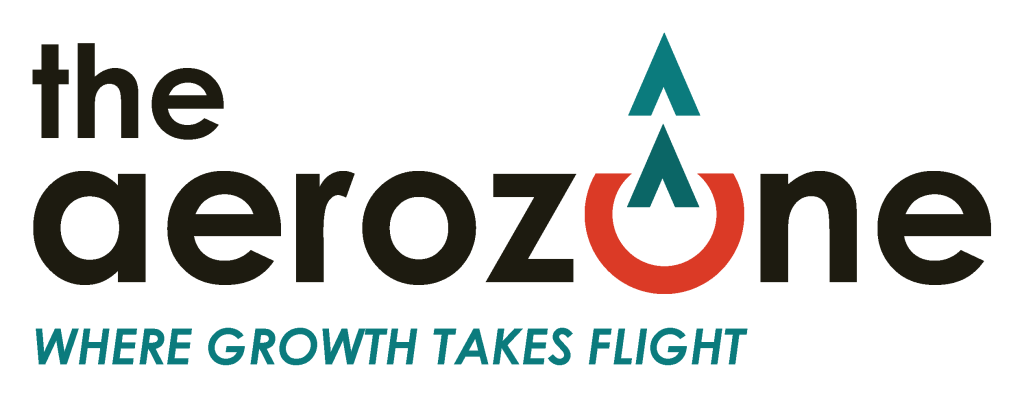 The Aerozone logo features text and an upward-pointing arrow.