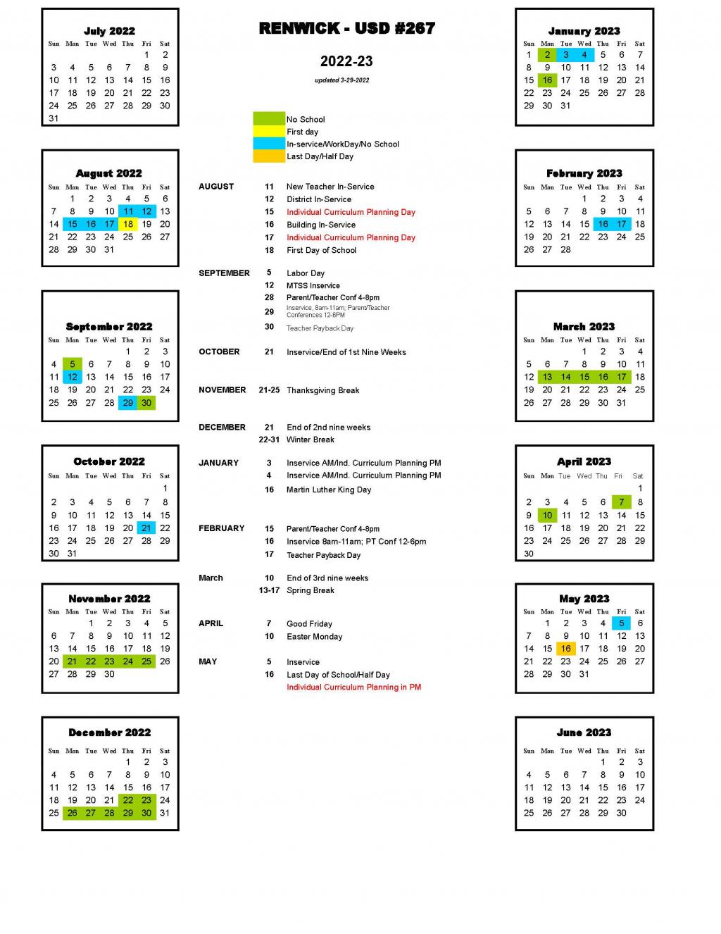 Garden Plain Elementary School Calendars