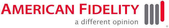 The American Fidelity logo features red text and a graphic of vertical lines.