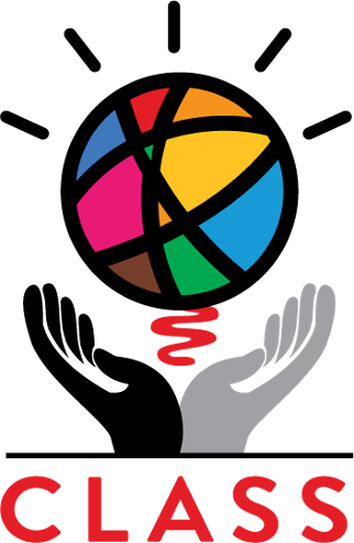 Logo for the CLASS Foundation. A hand cradles a colorful globe, with the word 'CLASS' below.