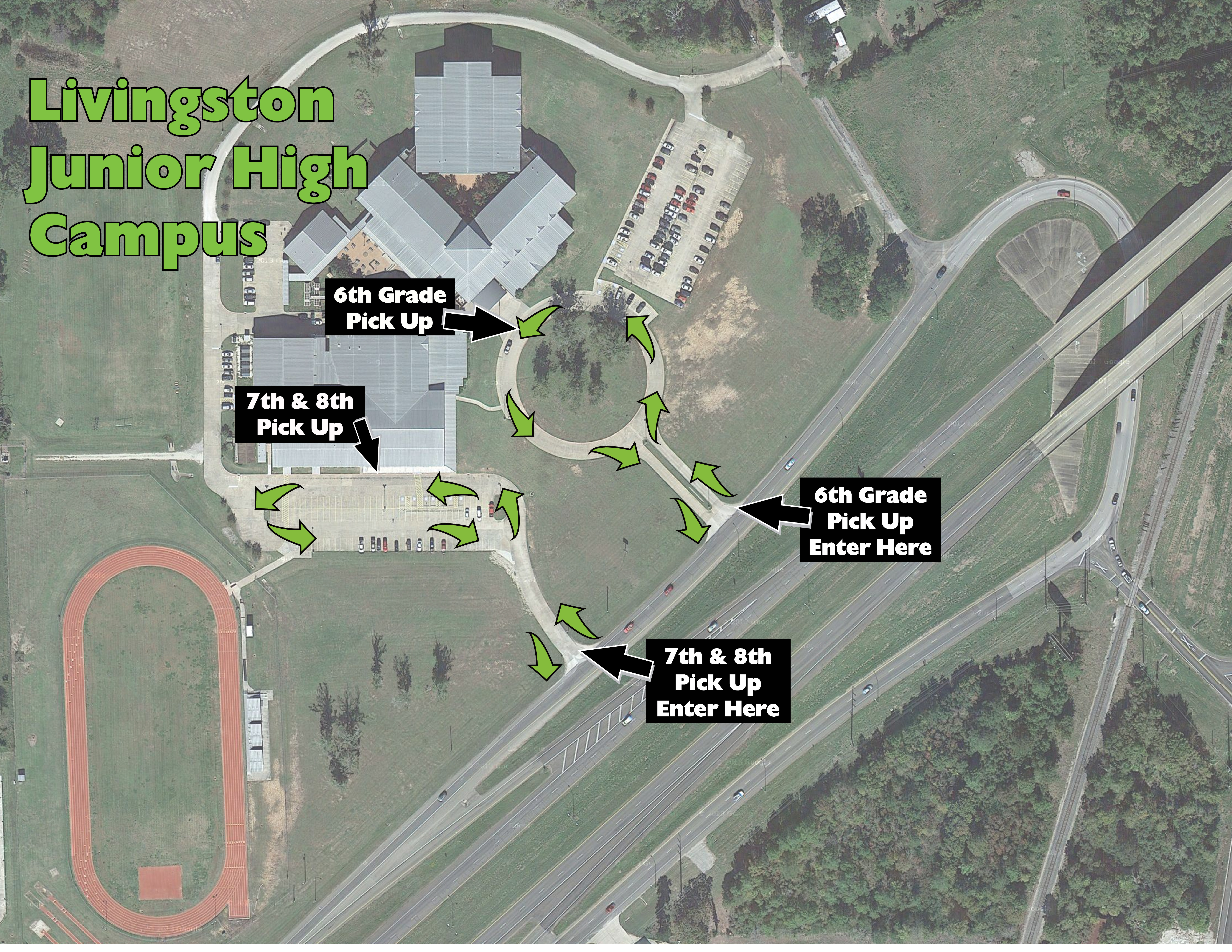 Livingston Junior High LJH Traffic Flow Map