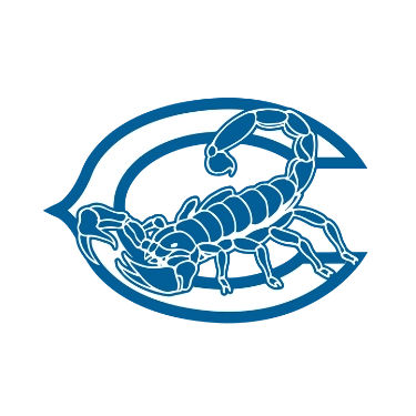 A blue scorpion graphic inside a stylized letter 'C' on a white background.