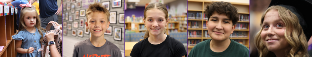 A montage of diverse children and teenagers smiling in a brightly lit indoor setting.