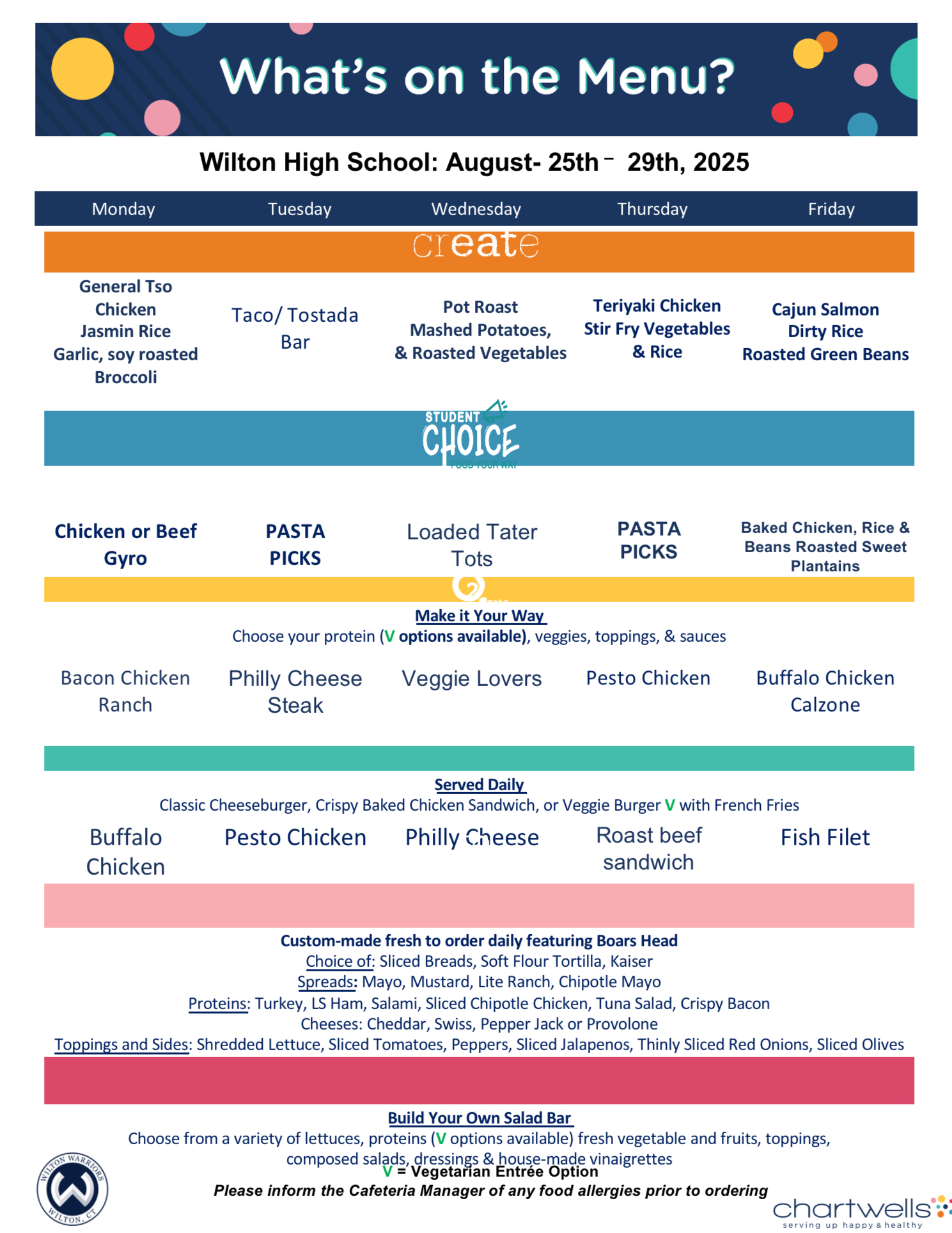 high school menu 8/25/25