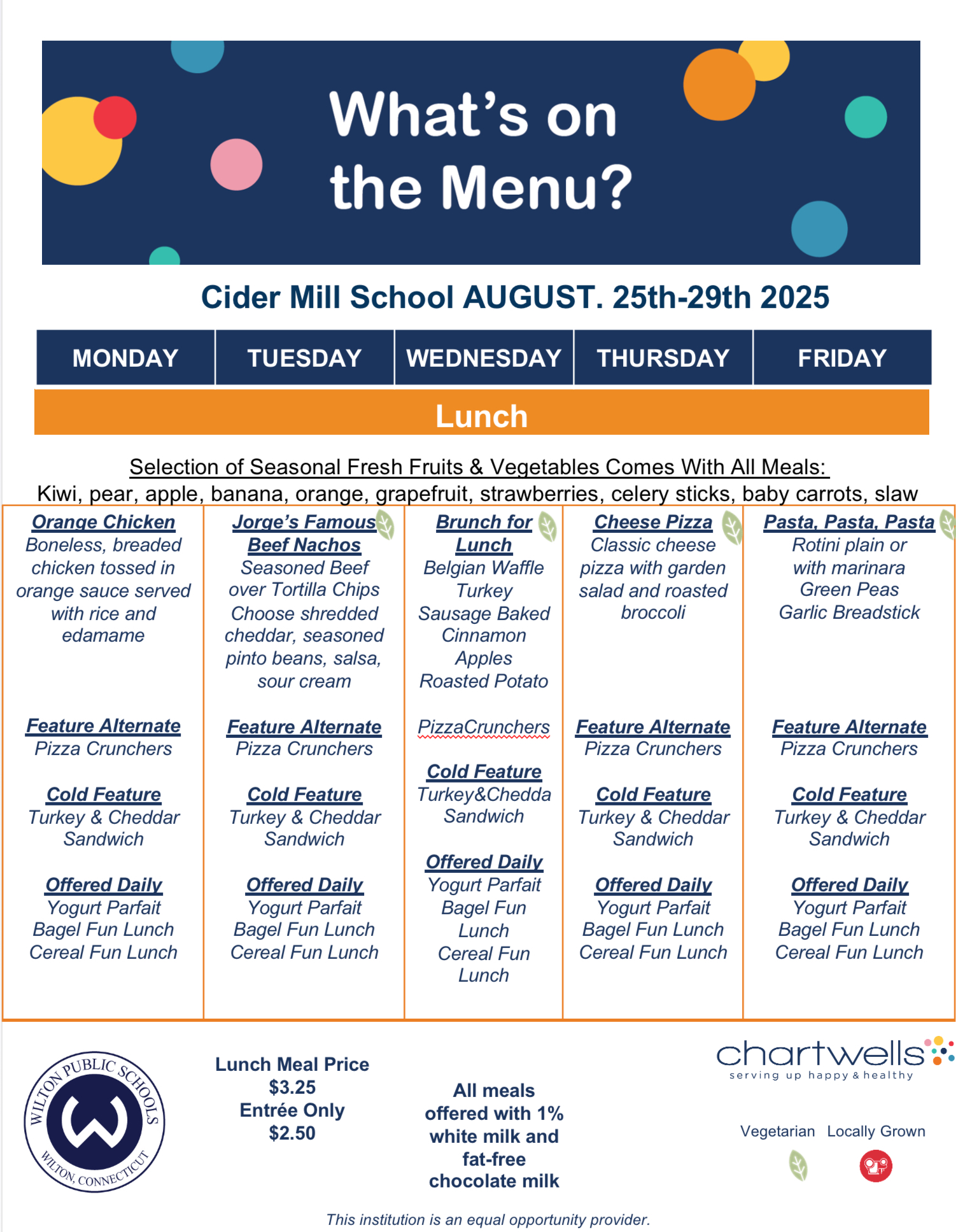 cider mill menu 8/25/25