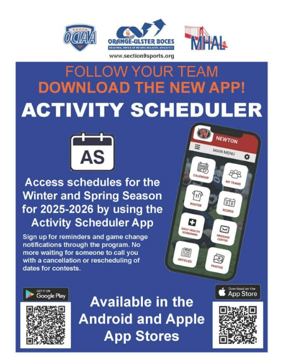 Promotional graphic for an Activity Scheduler app, featuring a phone mockup.