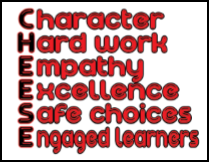 The acronym CHEESE is displayed vertically, with each letter representing a positive attribute.