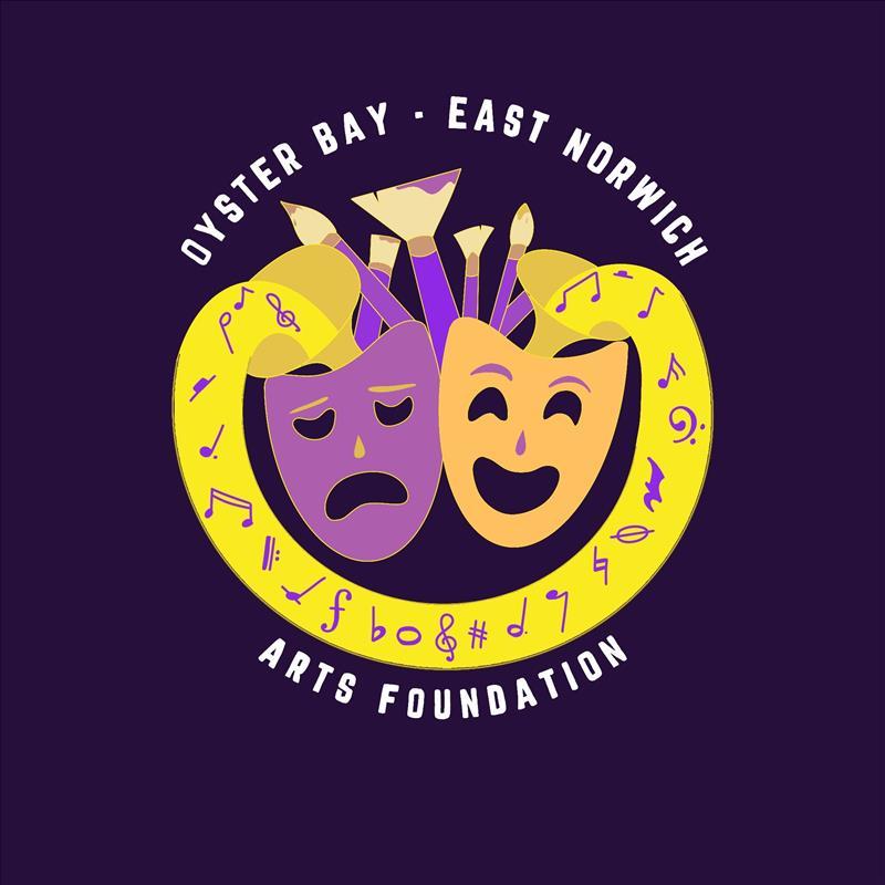 The Oyster Bay - East Norwich Arts Foundation logo features comedy and tragedy masks.