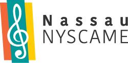Logo for Nassau NYSCAME, featuring a treble clef and colorful bars.