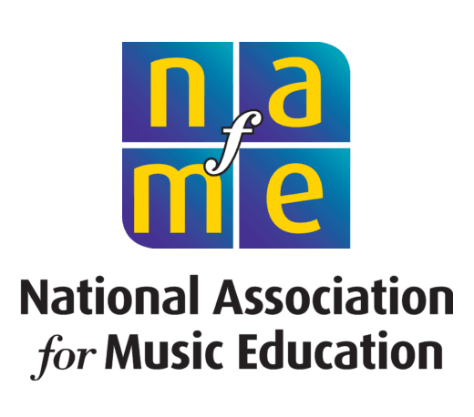 Logo for the National Association for Music Education, featuring a stylized 'NAME' in a square.