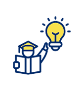 A yellow lightbulb and a house icon on a dark blue background.