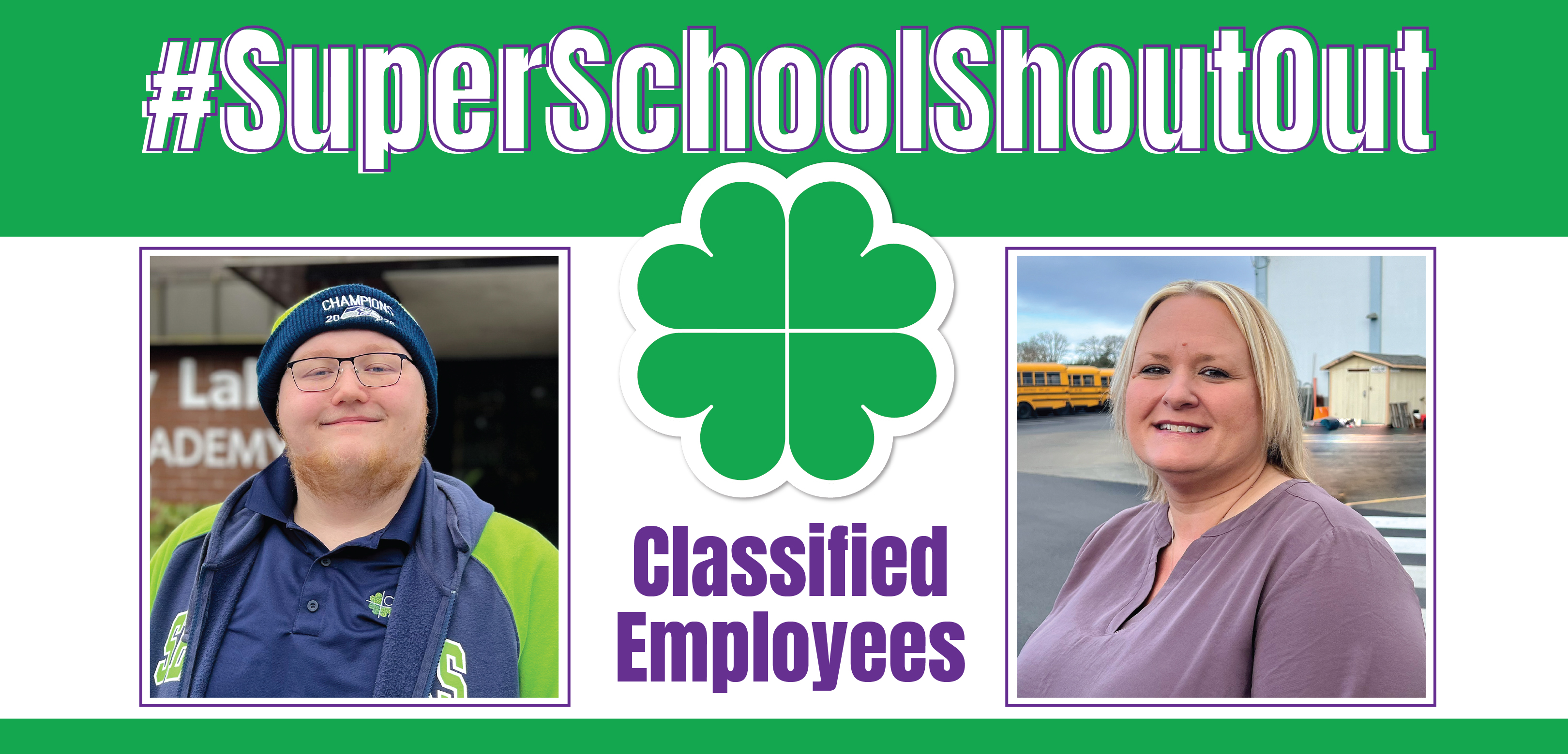 #SuperSchoolShoutout. Pictured are Gravelly Lake K-12 Academy student nutrition worker Christopher Winthrow and transportation secretary Tammy Mercer.