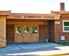 The front entrance to Cole Elementary School