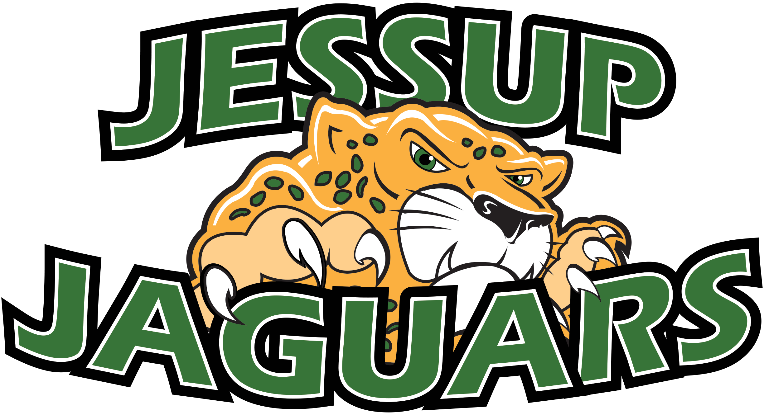The Jessup Jaguars logo features a fierce jaguar with the school name above and below.