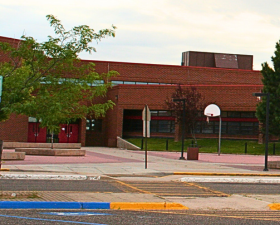 The front entrance to Johnson Junior High
