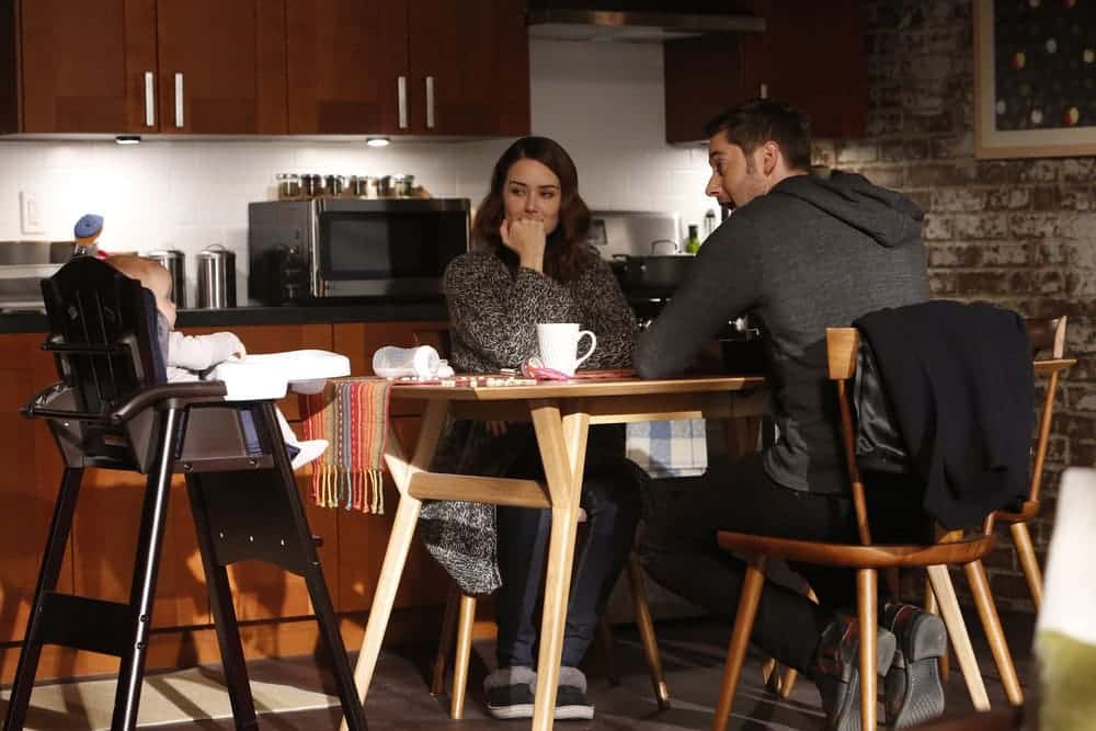 THE BLACKLIST -- "Natalie Luca #184" Episode 412 -- Pictured: (l-r) Baby Agnes, Megan Boone as Elizabeth Keen, Ryan Eggold as Tom Keen -- (Photo by: Will Hart/NBC) THE BLACKLIST -- "Natalie Luca #184" Episode 412 -- Pictured: (l-r) Baby Agnes, Megan Boone as Elizabeth Keen, Ryan Eggold as Tom Keen -- (Photo by: Will Hart/NBC)
